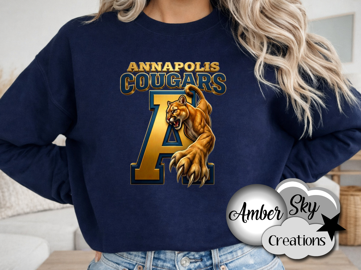 Crew Sweatshirt - Cougars Design - NAVY