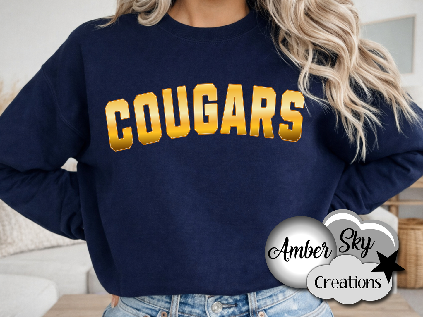 Crew Sweatshirt - Cougars Word Design