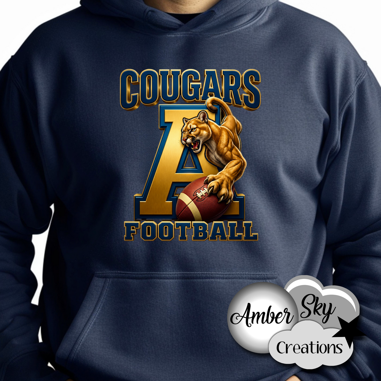 Hoodie- Football Design - NAVY