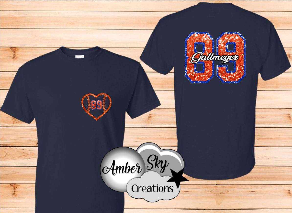T-Shirt - Sparkle Number with Name