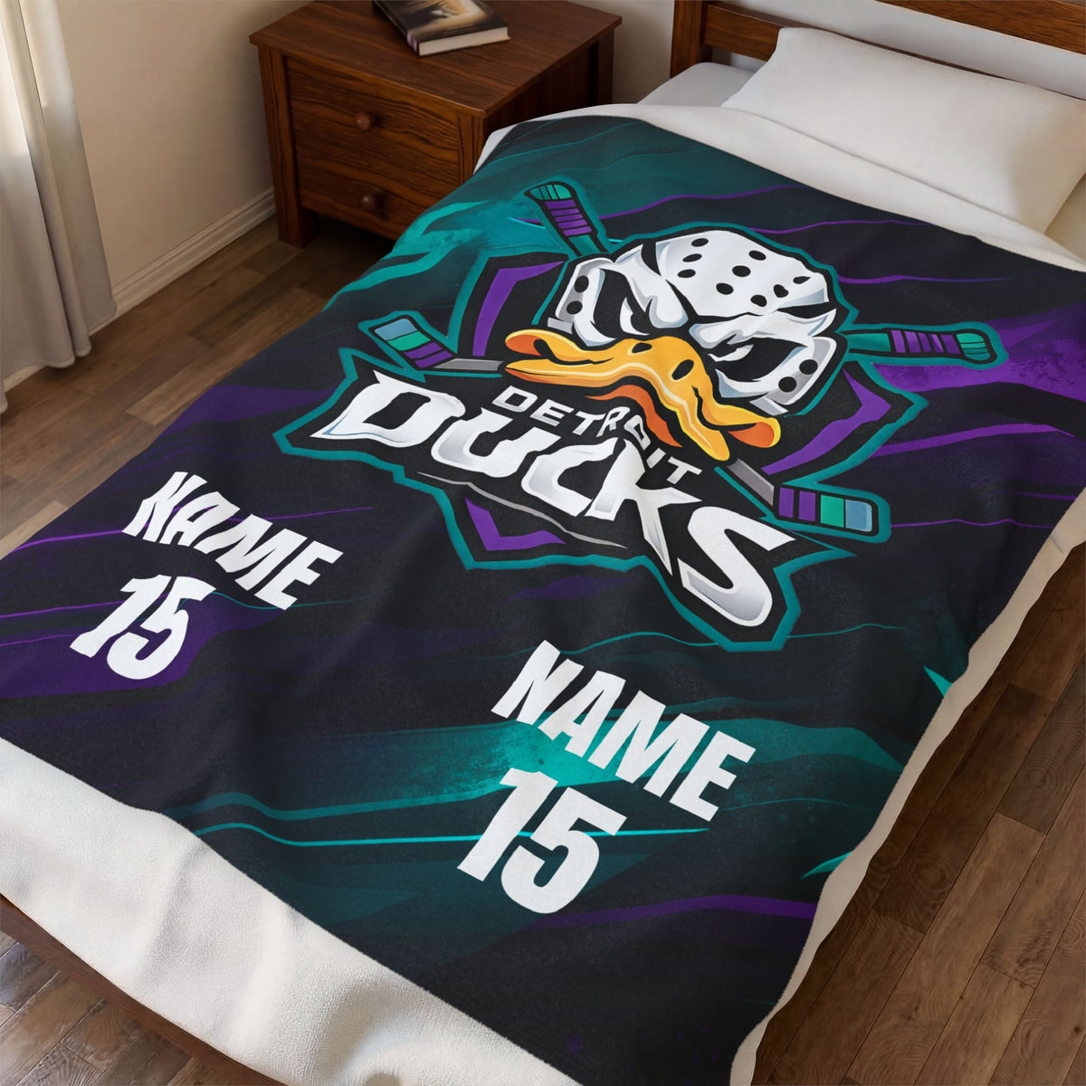 Detroit Ducks Plush Blanket - Personalize with 2 names