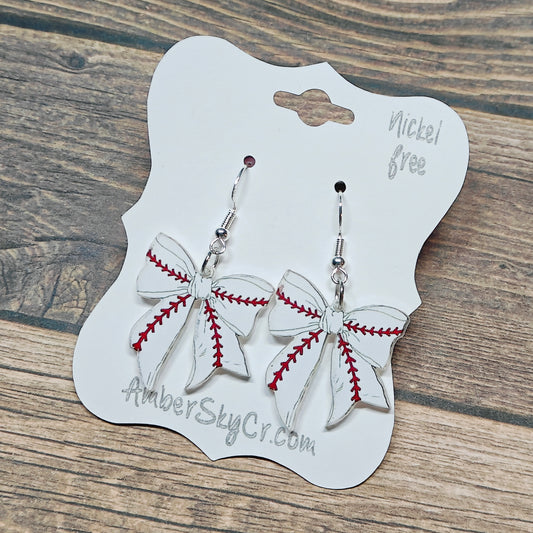 Earrings - Baseball - Bow