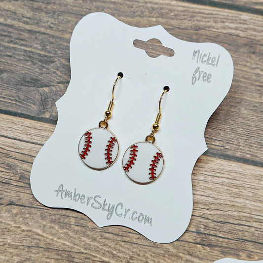 Earrings - Baseball - Simple