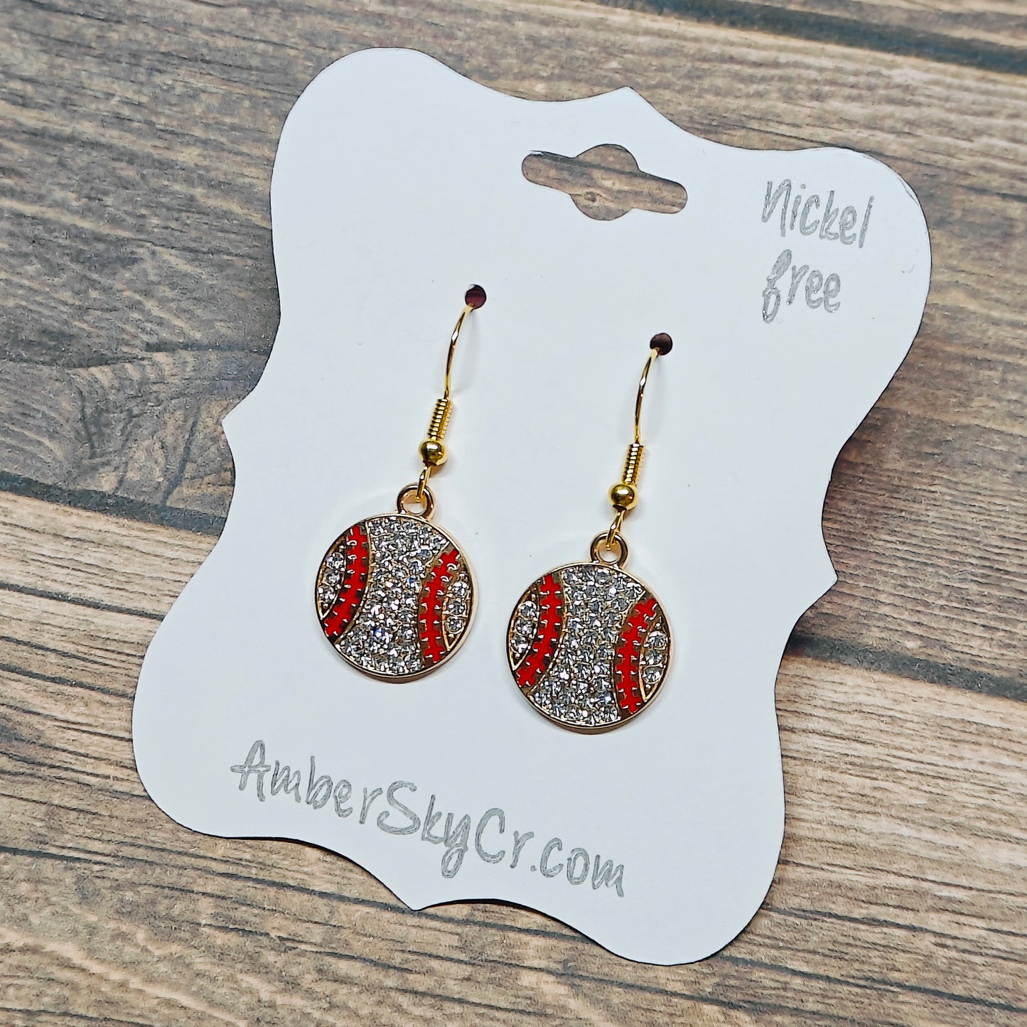 Earrings - Baseball - Rhinestones