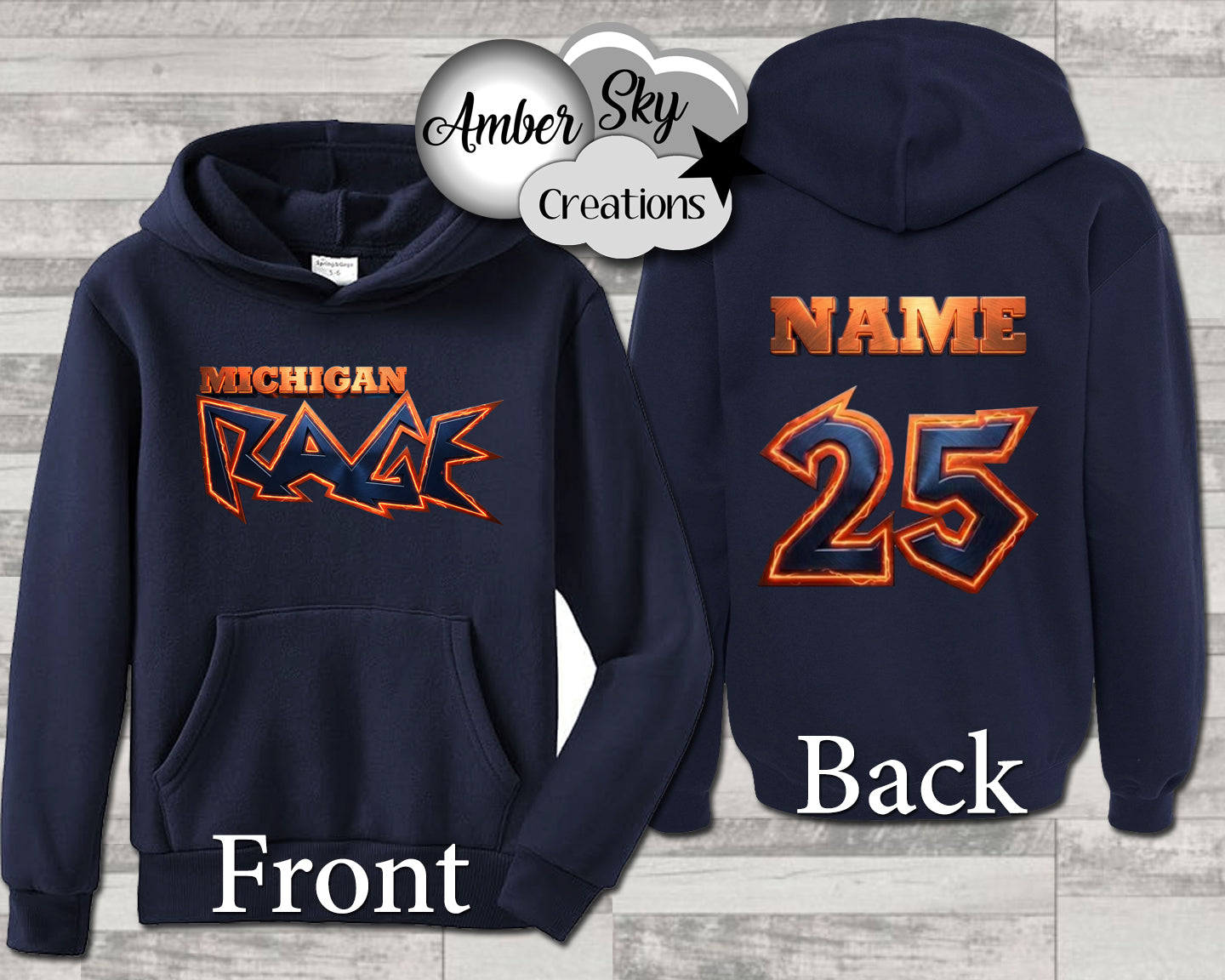 Hoodie -  Navy - Rage Design 4