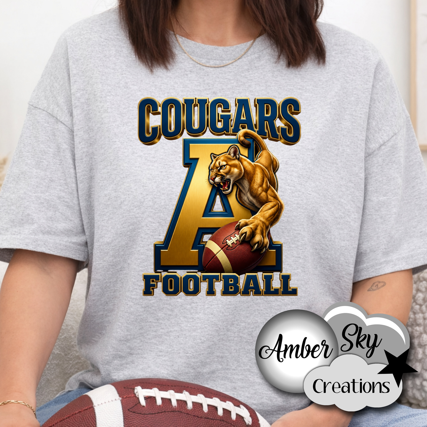 T-Shirt - Cougars Football Design  - GREY