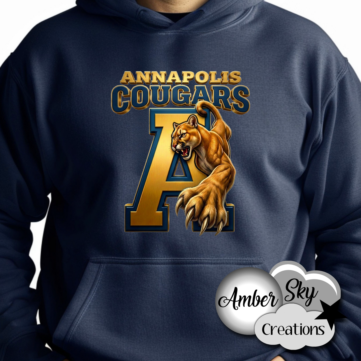 Hoodie- Cougars Design - NAVY