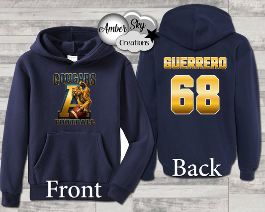 Hoodie- Football Design - NAVY
