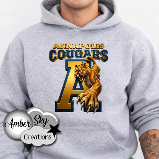 Hoodie- Cougars Design - GREY