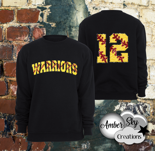 Warriors - Chenille Softball Design