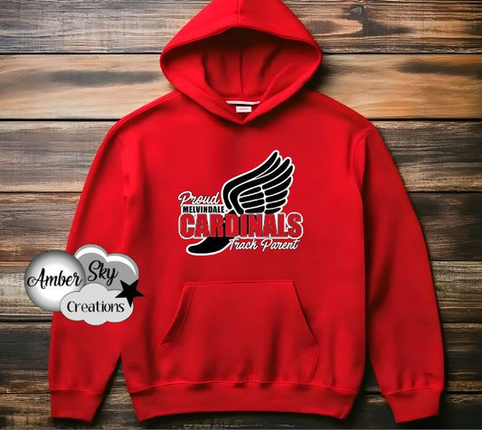 Hoodie - Proud Track Parent- Melvindale - Cardinals