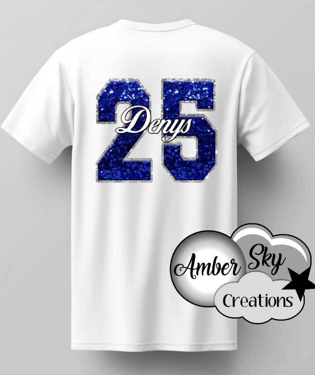 T-Shirt - Sparkle Number with Name