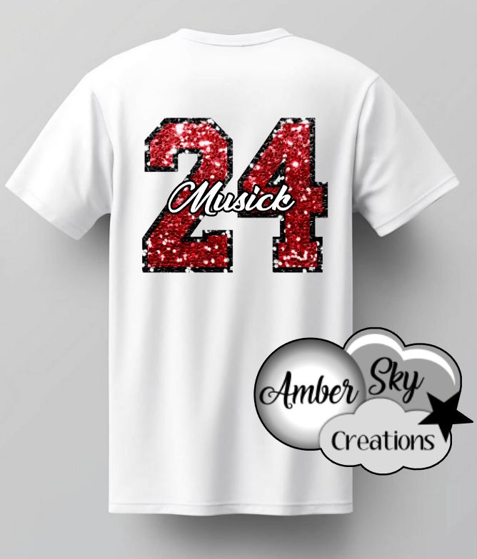 T-Shirt - Sparkle Number with Name