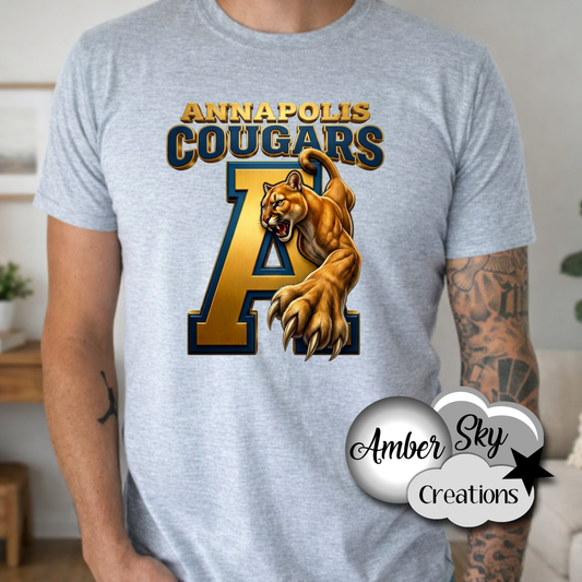 T-Shirt - Cougars Design  - GREY
